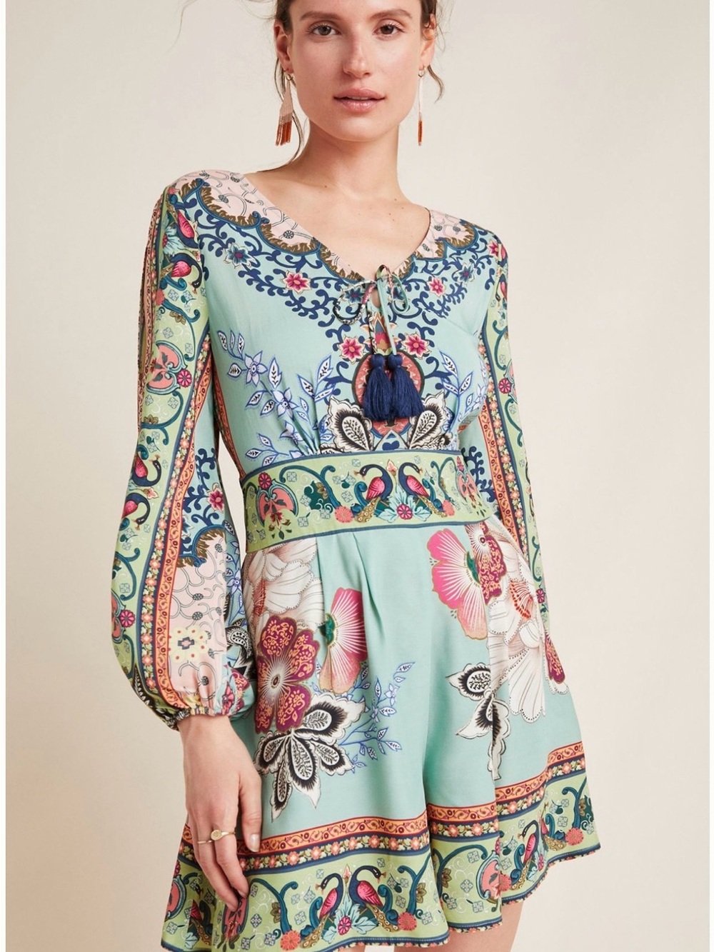 NWT Farm Rio Anthropologie Caversham Romper Bohemian Floral Size XL